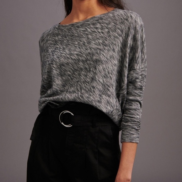 Anthropologie Tops - ANTHROPOLOGIE Damiana Pullover Slouchy Dolman Sleeve Asymmetric Hem Gray Size M